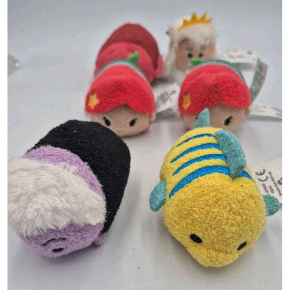 Disney Mini Tsum Tsum Ariel The Little Mermaid Characters Plush 3.5" Lot 6